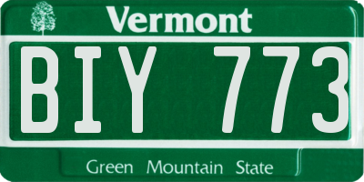 VT license plate BIY773
