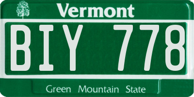 VT license plate BIY778
