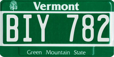 VT license plate BIY782