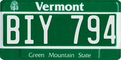 VT license plate BIY794