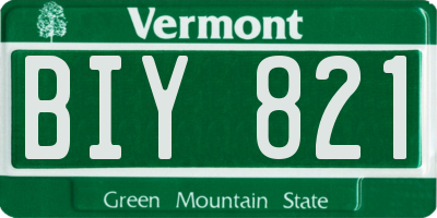 VT license plate BIY821
