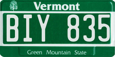 VT license plate BIY835