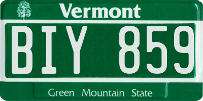 VT license plate BIY859