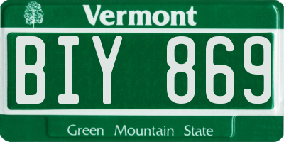 VT license plate BIY869