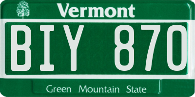 VT license plate BIY870