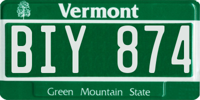 VT license plate BIY874