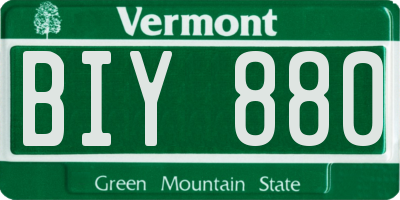 VT license plate BIY880