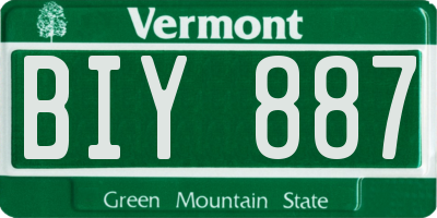 VT license plate BIY887