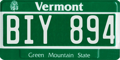 VT license plate BIY894