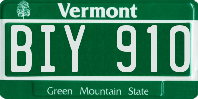 VT license plate BIY910