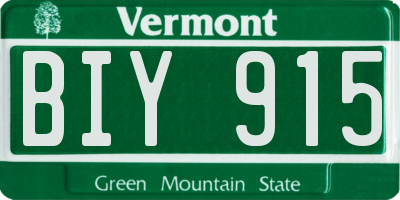 VT license plate BIY915