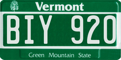 VT license plate BIY920