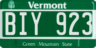 VT license plate BIY923