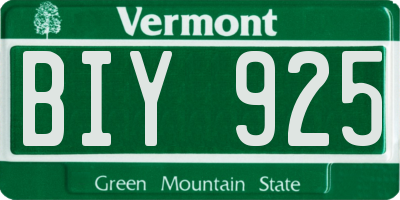 VT license plate BIY925