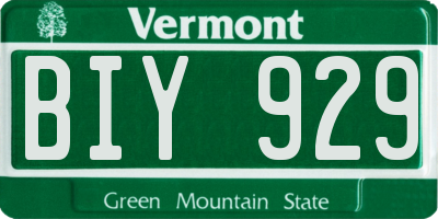 VT license plate BIY929