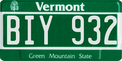 VT license plate BIY932