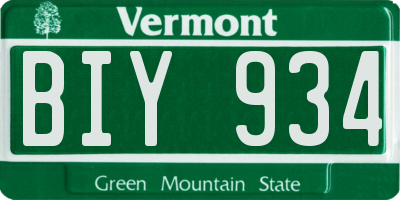 VT license plate BIY934