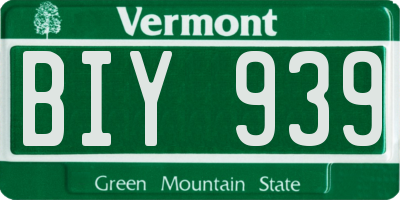 VT license plate BIY939