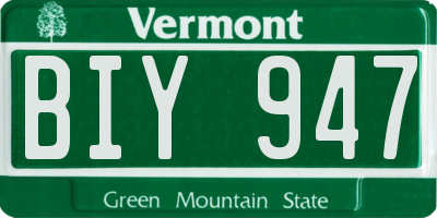 VT license plate BIY947