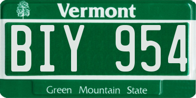 VT license plate BIY954