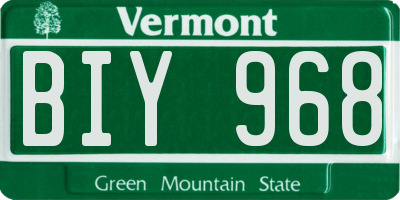 VT license plate BIY968