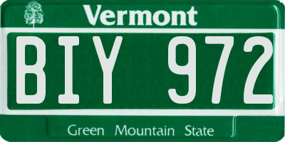 VT license plate BIY972