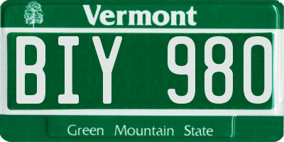 VT license plate BIY980