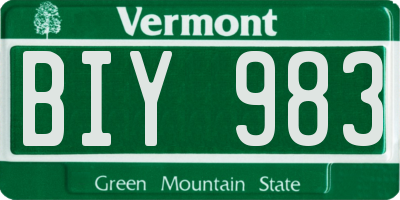 VT license plate BIY983