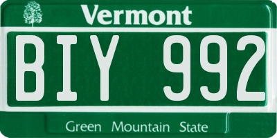 VT license plate BIY992