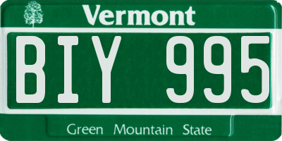 VT license plate BIY995