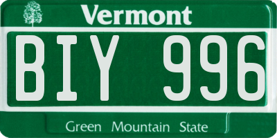 VT license plate BIY996