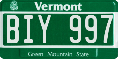VT license plate BIY997