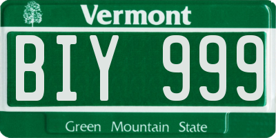 VT license plate BIY999
