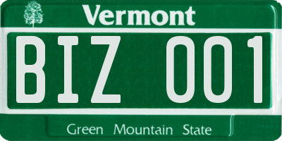 VT license plate BIZ001