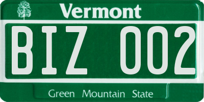 VT license plate BIZ002