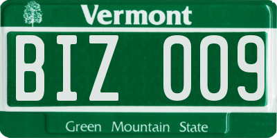 VT license plate BIZ009