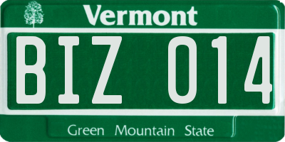 VT license plate BIZ014