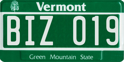 VT license plate BIZ019