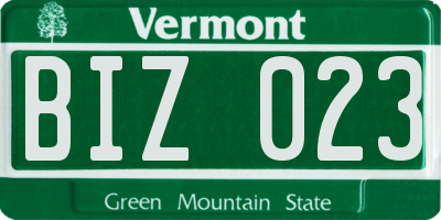 VT license plate BIZ023