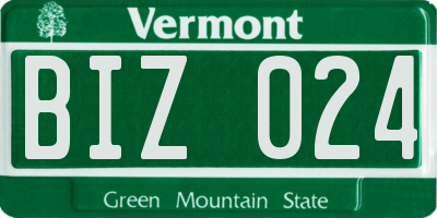 VT license plate BIZ024