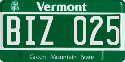 VT license plate BIZ025