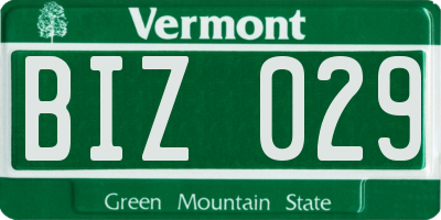 VT license plate BIZ029