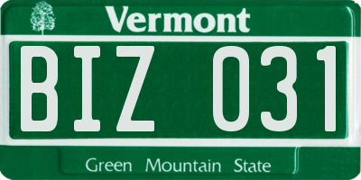 VT license plate BIZ031