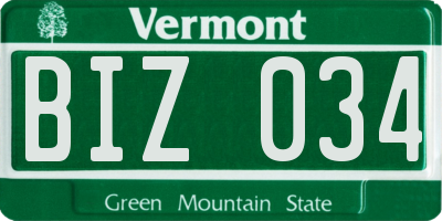 VT license plate BIZ034