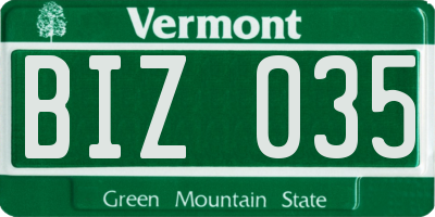 VT license plate BIZ035