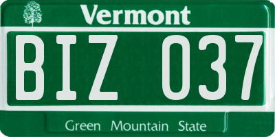 VT license plate BIZ037
