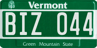 VT license plate BIZ044