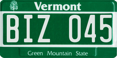 VT license plate BIZ045