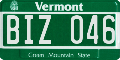 VT license plate BIZ046