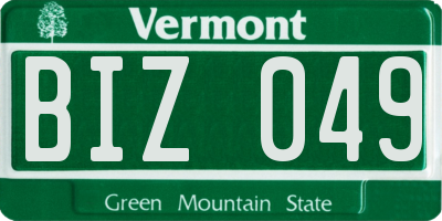 VT license plate BIZ049